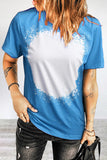 Casual Print Patchwork O Neck T-Shirts(6 Colors)