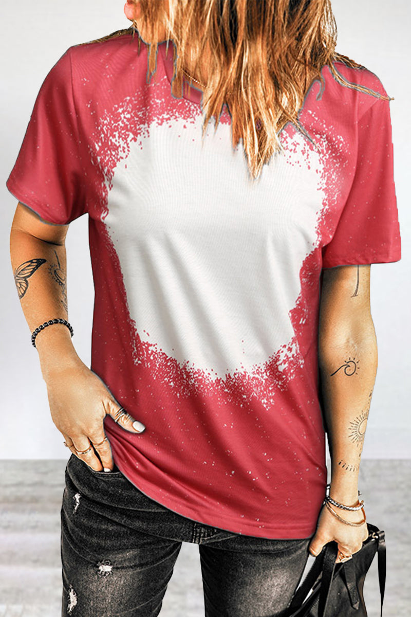 Casual Print Patchwork O Neck T-Shirts(6 Colors)