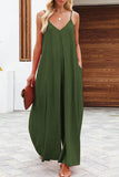 Casual Solid Color V Neck Loose Jumpsuits(6 Colors)