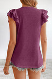 Casual Simplicity Solid Flounce V Neck T-Shirts(5 Colors)