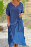 Casual College Solid Patchwork V Neck Irregular Dress Dresses(3 Colors)