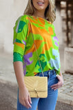 Camisetas con cuello oblicuo de retales con estampado elegante de trabajo (7 colores)