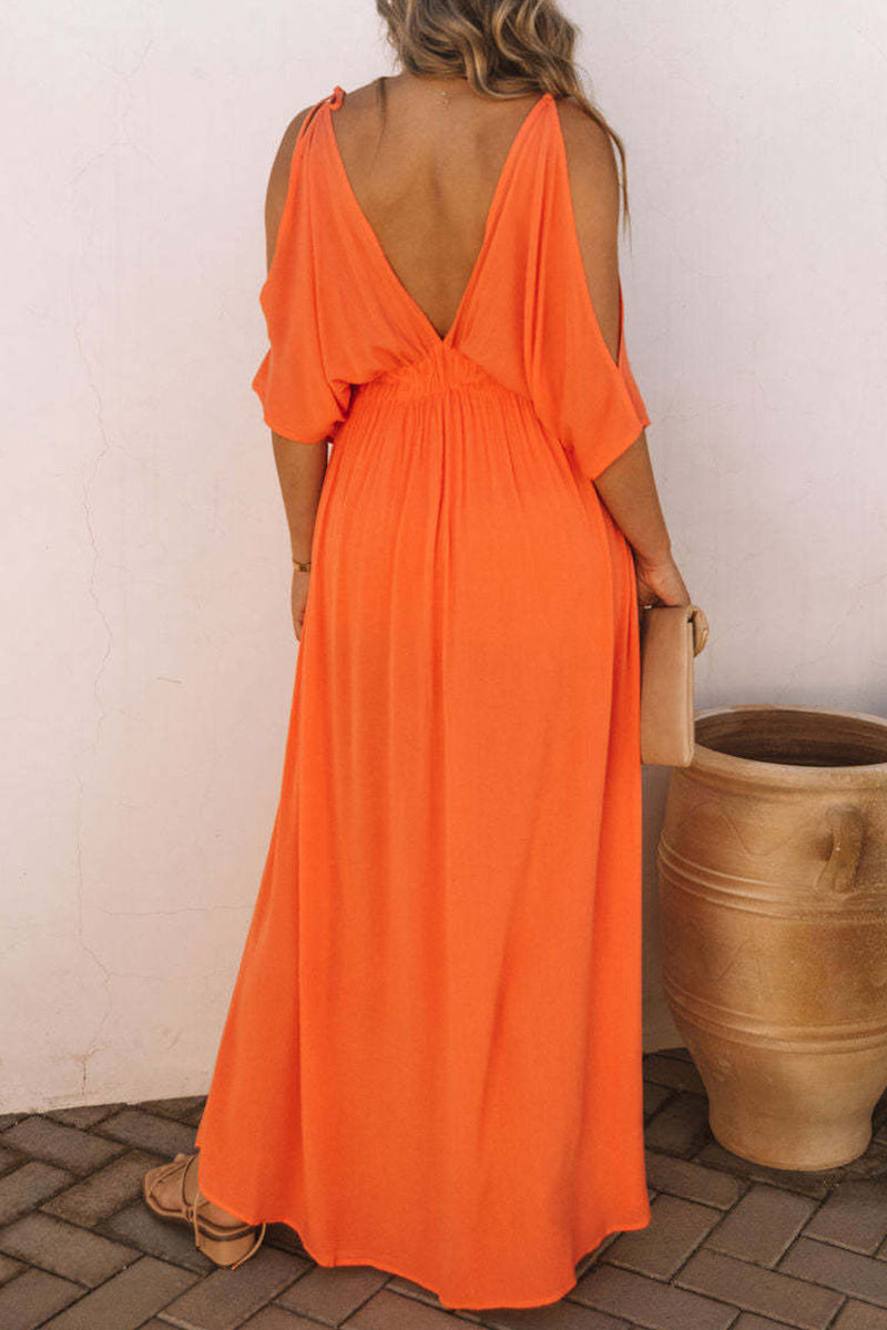 Sexy Vacation Solid Slit V Neck Beach Dress Dresses(4 Colors)