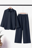 Casual Street Solid Solid Color Turndown Collar Long Sleeve Two Pieces(3 Colors)