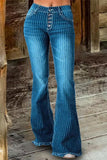 Casual Street Striped Make Old Mid Waist Regular Denim Jeans