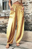 Calça casual diária sólida com bolso solto de cintura alta Harlan de cor sólida (11 cores)