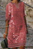 Vestidos casuales de manga corta con cuello redondo y estampado bohemio (4 colores)