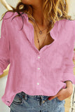 Blusas casuais de patchwork sólido com fivela e gola aberta (5 cores)