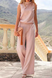 Casual Street Solid Solid Color O Neck Loose Jumpsuits(3 Colors)