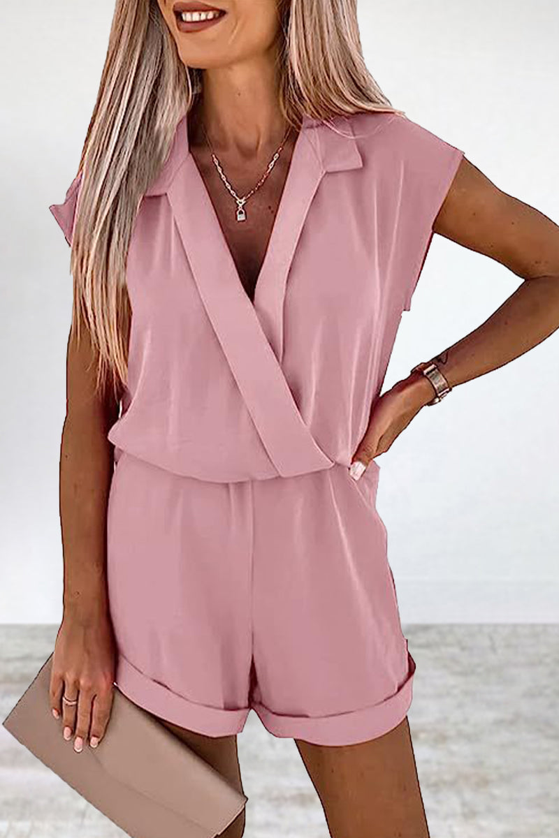 Casual Solid Solid Color V Neck Loose Jumpsuits(7 Colors)