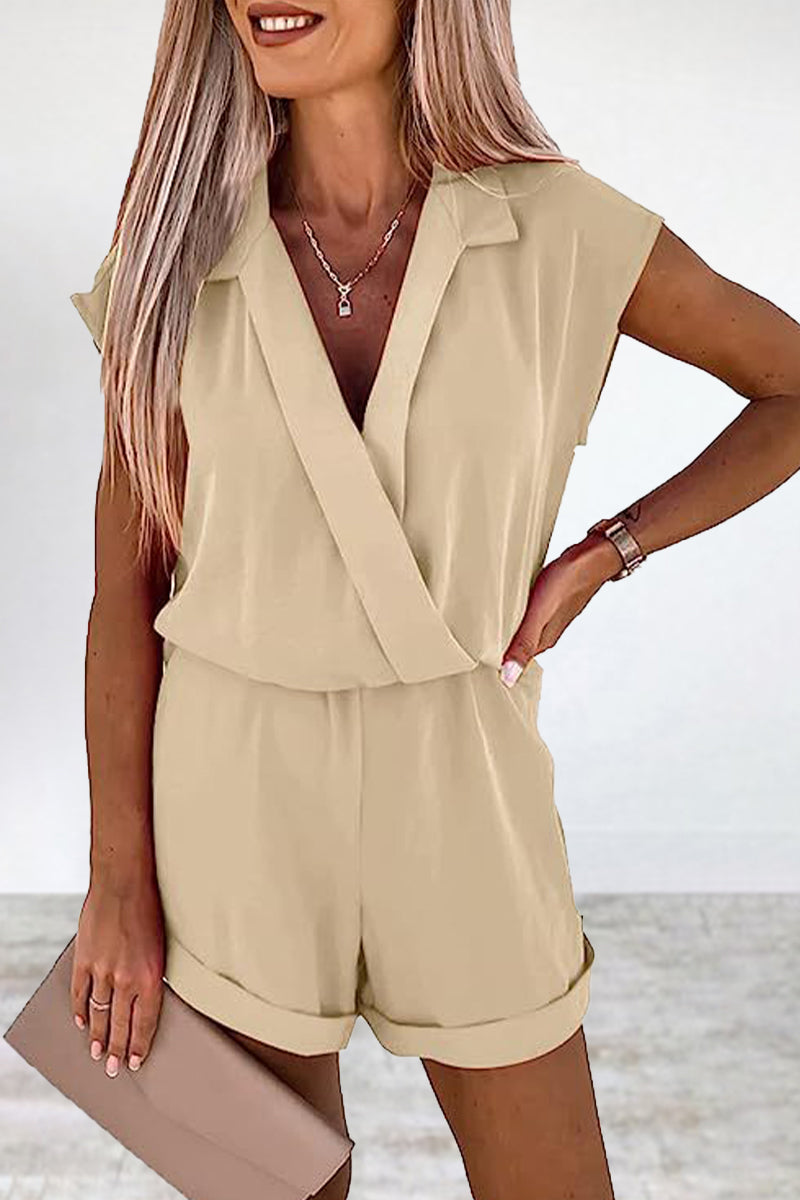 Casual Solid Solid Color V Neck Loose Jumpsuits(7 Colors)