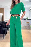 Casual Solid Solid Color Short Sleeve Two Pieces