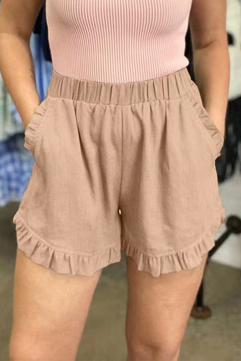Casual Solid Pocket Loose High Waist Wide Leg Solid Color Bottoms