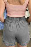 Pantalones informales de color sólido con pierna ancha y cintura alta holgados con bolsillo liso informal