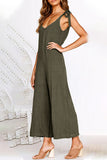 Casual Daily Solid Pocket V Neck Loose Jumpsuits(4 Colors)