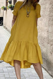 Casual Solid Solid Color O Neck Short Sleeve Dress Dresses(3 Colors)