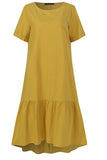 Casual Solid Solid Color O Neck Short Sleeve Dress Dresses(3 Colors)
