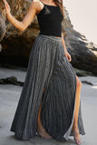 Casual Vacation Solid Patchwork Loose High Waist Wide Leg Solid Color Bottoms