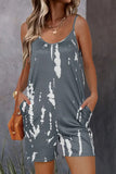 Casual Daily Print Pocket Contrast U Neck Loose Rompers