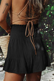 Casual Vacation Solid Bandage Flounce Loose High Waist Wide Leg Solid Color Bottoms(4 Colors)