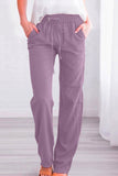 Casual Daily Solid Pocket Loose Mid Waist Straight Solid Color Bottoms