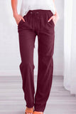 Casual Daily Solid Pocket Loose Mid Waist Straight Solid Color Bottoms