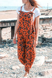 Casual College Leopard Patchwork Loose Jumpsuits