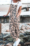 Casual College Leopard Patchwork Loose Jumpsuits