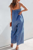 Casual Street Solid Pocket Strapless Loose Macacões