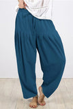 Pantalones de color sólido Harlan de cintura alta sueltos con pliegue de frenillo sólido informal