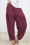 Pantalones de color sólido Harlan de cintura alta sueltos con pliegue de frenillo sólido informal