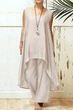 Casual Solid Asymmetrical O Neck Sleeveless Two Pieces(8 Colors)