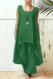 Casual Solid Asymmetrical O Neck Sleeveless Two Pieces(8 Colors)