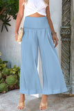 Pantalones informales de color liso con pierna ancha y cintura alta, holgados, con pliegues sólidos (8 colores)