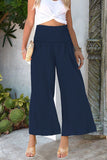 Pantalones informales de color liso con pierna ancha y cintura alta, holgados, con pliegues sólidos (8 colores)