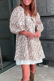 Vestidos estilo britânico elegante floral renda patchwork linha A