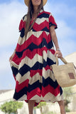 Vestidos vintage elegantes com estampa geométrica patchwork gola redonda (5 cores)