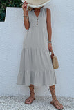 Casual Simplicity Solid Flounce V Neck Vest Dress Dresses