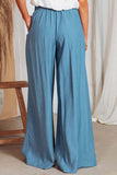 Casual Sólido Bolsillo Frenulum Suelto Cintura alta Pierna ancha Pantalones de color sólido