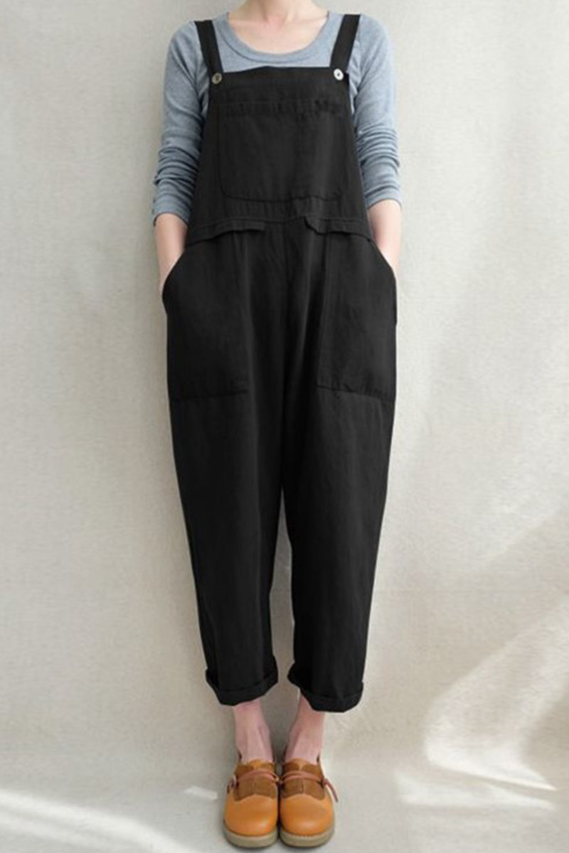 Casual Solid Pocket Loose Jumpsuits