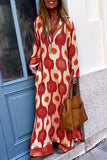 Vestidos de vestir estampados con cuello en V y patchwork con estampado geométrico informal