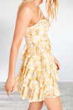 Vestidos de falda de pastel sin espalda floral elegante dulce