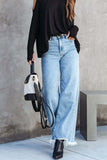 Jeans casual de cintura alta com borla sólida de rua
