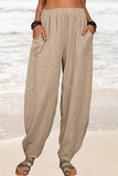 Pantalones casuales de color sólido tipo lápiz sueltos con bolsillo sólido