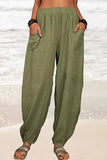 Pantalones casuales de color sólido tipo lápiz sueltos con bolsillo sólido