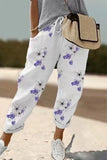 Pantalones con estampado completo de lápiz de cintura media sueltos con retazos y estampado geométrico informal