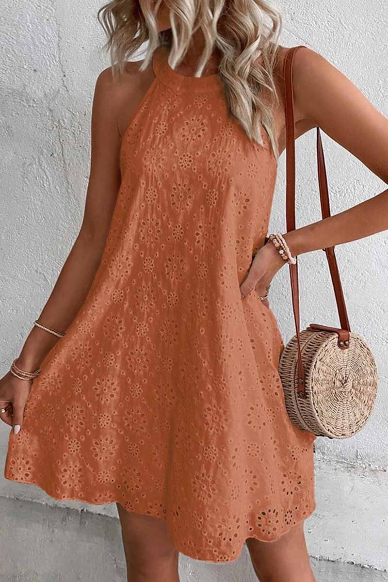 Casual Sweet Solid O Neck A Line Dresses