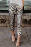 Pantalones lápiz elegantes de cintura media con patchwork liso