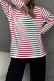 Casual Striped Patchwork O Neck Tops