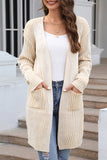 Casual Daily Solid Pocket Cardigan Collar Tops